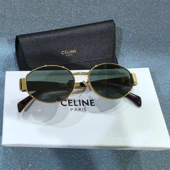 Celine Gold Frame Sunglasses with Black Lenses - Picture 1 of 6